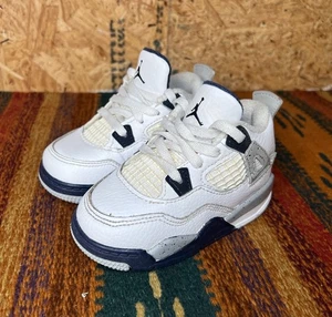 Size 6C (TD) Air Jordan 4 Retro Midnight Navy White BQ7670-140 - Picture 1 of 14