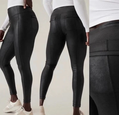 Leggings ajustados de cuero sintético negro brillante ATHLETA Delancy Gleam talla XL USADOS EN EXCELENTE ESTADO elásticos Foto 1 de 4