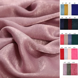 New Shimmer Satin Scarf Shawls Wraps Plain Color Hijab Muslim Scarves Head Wraps - Picture 1 of 31