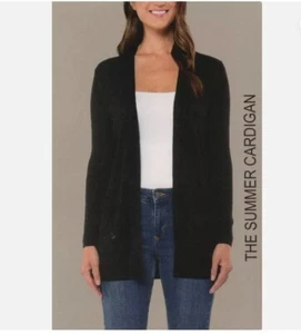 Matty M Ladies' Ribbed Summer Cardigan Black Sz M - Picture 1 of 1