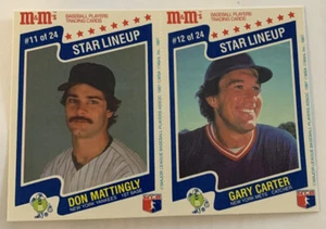 Don Mattingly / Gary Carter 1987 M&M's Star Lineup 2 Baseball Card Uncut Panel - Picture 1 of 2