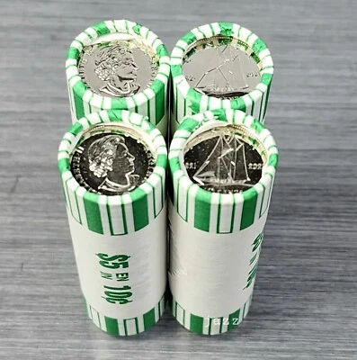 4x Rolls 1921-2021 Canadian Double Date Bluenose Schooner Dime 10c Ten Cent UNC - Image 1 of 3