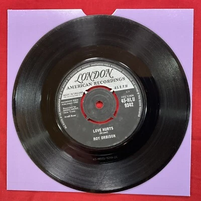 Roy Orbison, Love Hurts, 1960 London Records, UK , 7"Single Record - Image 1 of 2