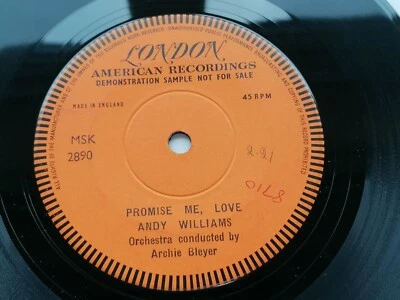 ANDY WILLIAMS  UK 45 ONE SIDED LONDON DEMO  PROMISE ME LOVE - Image 1 of 3