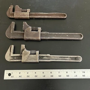 Antique Vintage Vlchek AUTO Adjustable Pipe Wrenches USA Set of 3 - Picture 1 of 11