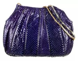 Judith Leiber HandBag SnakeSKIN Day Shoulder Hobo Metallic Silver Gold Purple gy - Picture 1 of 8
