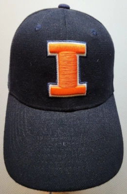 Illinois Fighting Illini Hat Cap Fitted Black Orange Embroidered Logo TOW - Image 1 of 4