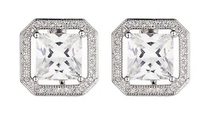 Luxury Clip On Earrings silver stud with a Cubic Zirconia stone - Neci - Picture 1 of 2