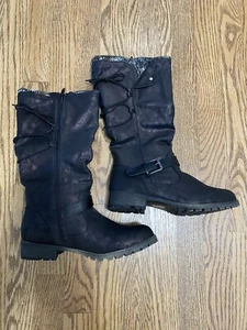 Jellypop Damen hohe Reitstiefel schwarz durchgehender Reißverschluss Schnalle Größe 8M kostenloser Versand - Bild 1 von 5