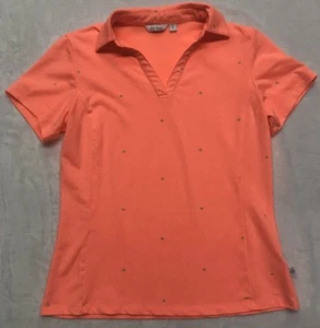 Lady Hagen Essential Women’s Short Sleeve Dot Polo Size S Neon Orange Golf B - Picture 1 of 5