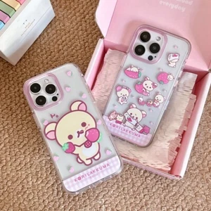 Cute Strawberry Rilakkuma Case Cover For iPhone 16 Pro Max Plus 15 14 13 Pro - Photo 1 sur 9