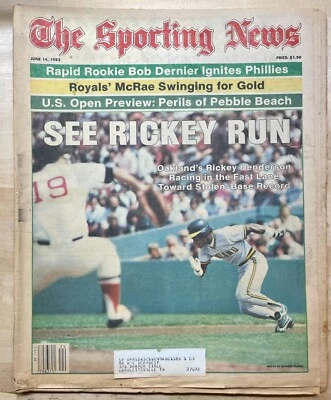 1982 THE SPORTING NEWS June 14th Issue RICKEY HENDERSON, Oakland A's - Image 1 of 4