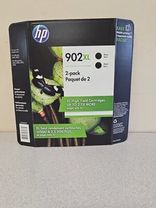Genuine HP 902 XL Black Ink Cartridge New Sealed 902XL Exp. DEC. 2020. 2 Pack - Afbeelding 1 van 3