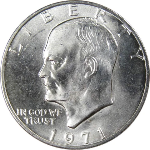 1971 S 40% Silver Eisenhower Ike Dollar $1 BU Brilliant Uncirculated Cover