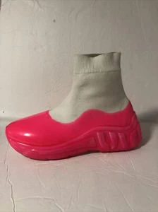 MIU MIU Women Sock Sneaker Neon Pink White *AMPUTEE * LEFT SHOE ONLY Size 6.5 - Picture 1 of 7
