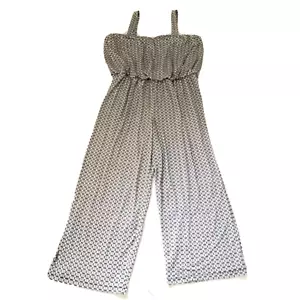 Avenue Women Black White Jumpsuit size 26/28 Wide Leg Stretch Sleeveless - Picture 1 of 8