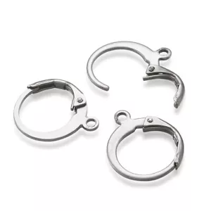 100 Stck. 201 Edelstahl Leverback Ohrring Fundstücke Ohrdraht mit Schlaufe 14,5x12 mm - Bild 1 von 8