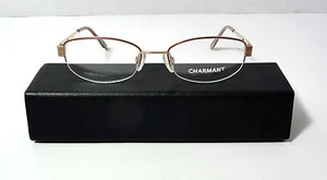 CHARMANT Prescription Eyeglasses Pure Titanium 10867 Brown & Gold Frame 49-18mm - Picture 1 of 7