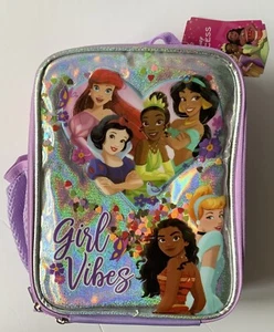 Bolsa de almuerzo reutilizable aislada para niños Princess Disney con bolsillo para botella de agua de malla - Imagen 1 de 7