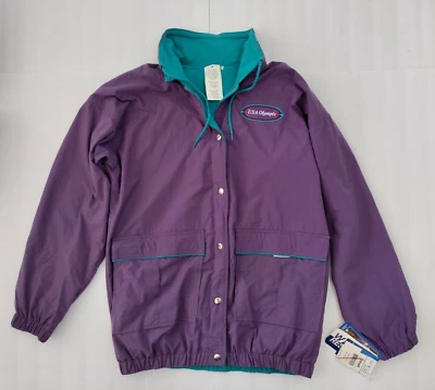 Atlanta Olympic 1996 púrpura verde azulado logotipo atlético reversible pequeña chaqueta de nailon Foto 1 de 4