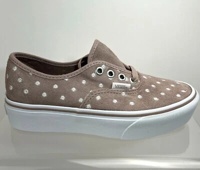 Vans Authentic Platform Women's Size 5 Suede Polka Dot Shadow Gray True White  - Image 1 of 4