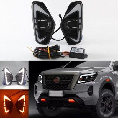 Car LED DRL Daytime Running Light w/Turn Lamp Fits Nissan Navara NP300 2021-2023 - Image 1 of 4
