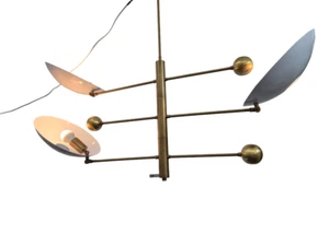 Modern Designer Wall Style 3 Arm Lights Grey Shades Brass Sputnik Chandelier - Picture 1 of 16