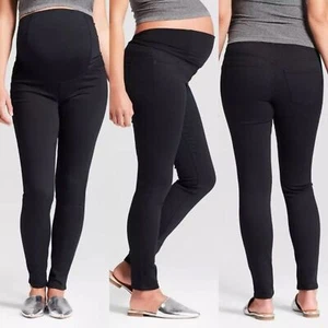NWT Isabel Maternity Skinny Jeans 2 Black Pants Over The Belly Pregnancy Pants - Picture 1 of 13