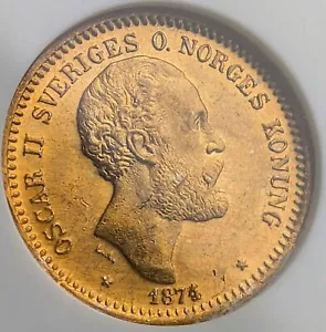 1874 ST GOLD SWEDEN 10 KRONOR OSCAR II COIN PCGS MINT STATE MS 65 - Picture 1 of 7