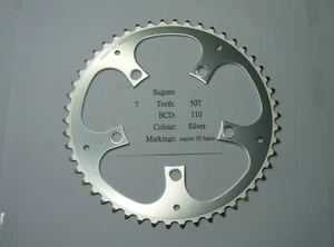 NOS Sugino Chain ring 50T BCD 110mm silver color cr7ca - Picture 1 of 2
