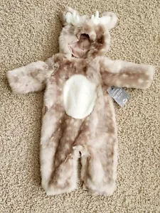 Pottery Barn Kids Baby Woodland Deer Fawn Fluffy Costume Snowsuit Jumpsuit 6-12M - Picture 1 of 5