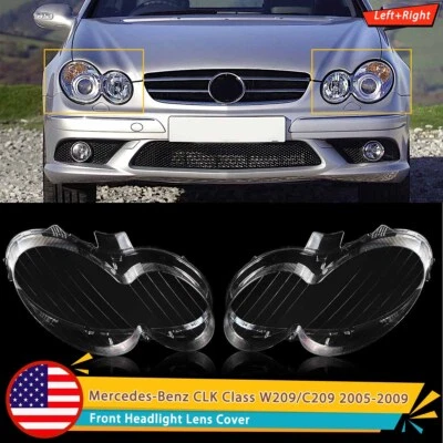 Headlight Lens Cover LH+RH For Mercedes Benz CLK C209 W209 2005-2009 - Изображение 1 из 4