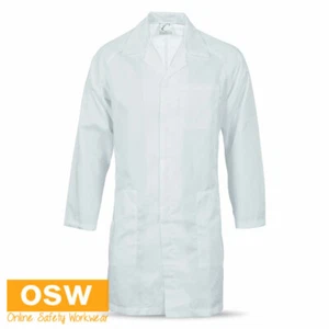 Unisex Mens Womens White Food Industry Dust Coat One Internal Chest Pocket 3501 - Picture 1 of 3