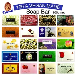 Kamini 100% Vegan Vegetable Base Soap Bar 100g - Select Fragrance - Picture 1 of 21