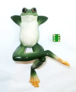 FRANZ AMPHIBIA FROG Porcelain Figurine Relaxing Lying On Back Lover Gift FZ00079 - Picture 1 of 10