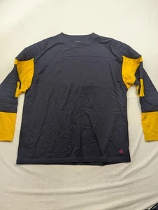 J Peterman Rugby Hombres XL Pullover Cuello Redondo Rayas Manga Camisa Azul Dorado - Imagen 1 de 10