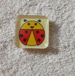 Vintage Ladybug Resin Square Magnet 1" red yellow cute - Picture 1 of 2