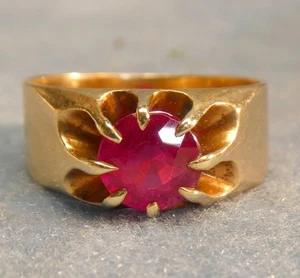 Herrenring 2 Karat Rubin 14 Karat Gelbgold - Bild 1 von 7