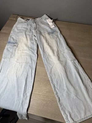 NWT Zoe + Phoebe Mid Rise Cargo Pants Womens Size 1 Utility Wide Leg Baggy - Image 1 of 4