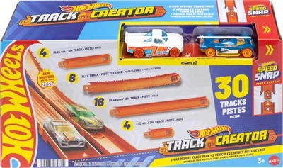 Hot Wheels Toy Car Track Set, Track Creator Deluxe Pack & 2 1:64 Scale Die-Cast - Image 1 of 4