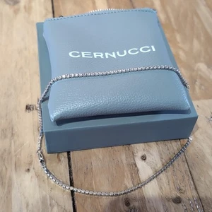 Cernucci Womens Chain Necklace 16 Inch New In Box Silver Colour Diamante - Picture 1 of 9
