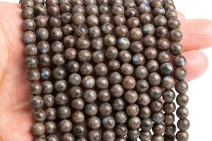 Genuine Chocolate Labradorite Gemstone 4 MM Round Smooth Beads Strand 15.5" - Picture 1 of 2
