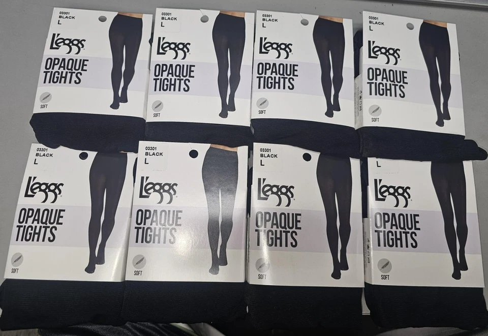 L'eggs Opaque Tights 4 Pair Large Size Black Color Ship
