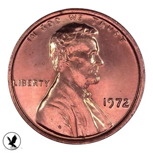1972 DDO Lincoln Cent, Exact Coin, Mint State Red, Off Center Strike - Picture 1 of 2