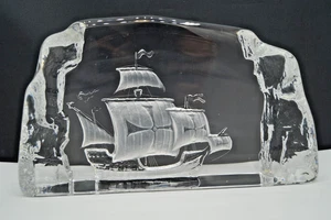 KOSTA BODA ART GLASS VIKING SHIP SIGNED - Foto 1 di 6