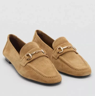 NEW MANGO MNG SOFT SUEDE BUCKLE MOCCASINS LOAFERS SHOES SZ 38 US 7.5 - Image 1 of 4