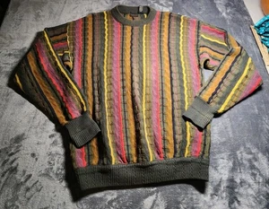 VTG Structure Sweater Mens M Cosby Colorful Striped 90s Retro Golf Grandpa Z* - Picture 1 of 8