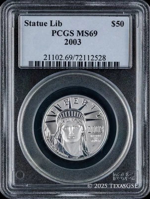 2003 $50 1/2oz Platinum American Eagle - PCGS MS69 - Image 1 of 2