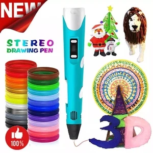 3D Printing Pen Set Doodle Printer Drawing 3 Colours PLA Filament Gift For Kids - Picture 1 of 15