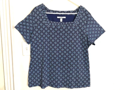 Croft & Barrow Womens Blouse 3X Plus Blue Gray Shirt Top Lined Short Sleeve Boho - Image 1 of 4